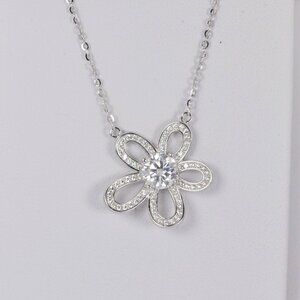 Certified Elegant 1ct Moissanite Pendant 18" 925 Sterling